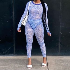 Blue Mesh Two Piece Set